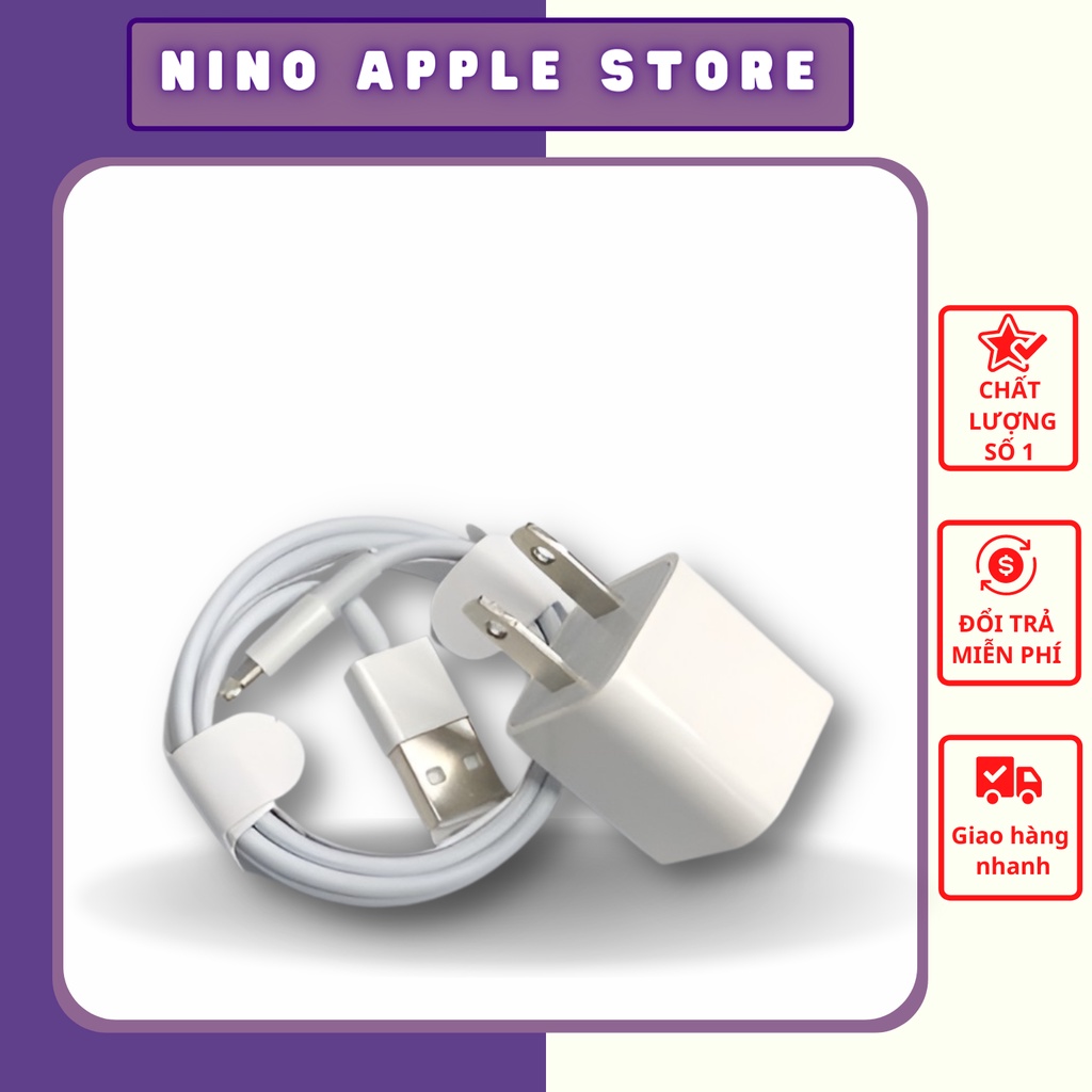 Bộ sạc nhanh iphone 2A cho iphone 5/6/7 bóc máy zin linh kiện Nino Apple Store