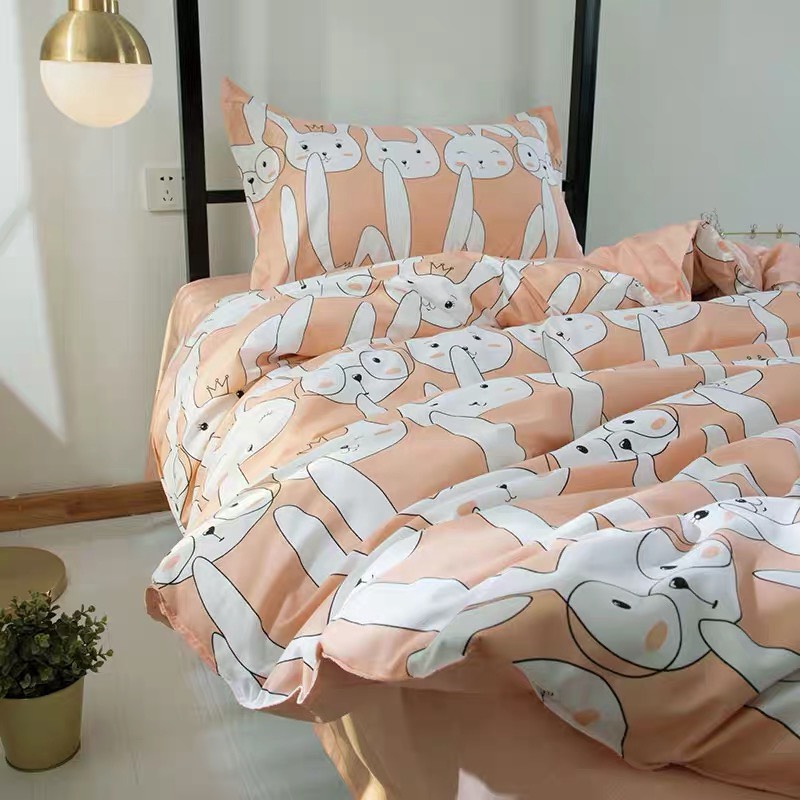 Bộ Vỏ Chăn Ga Gối Cotton Poly Nhập Khẩu (Thỏ hồng SP000697)