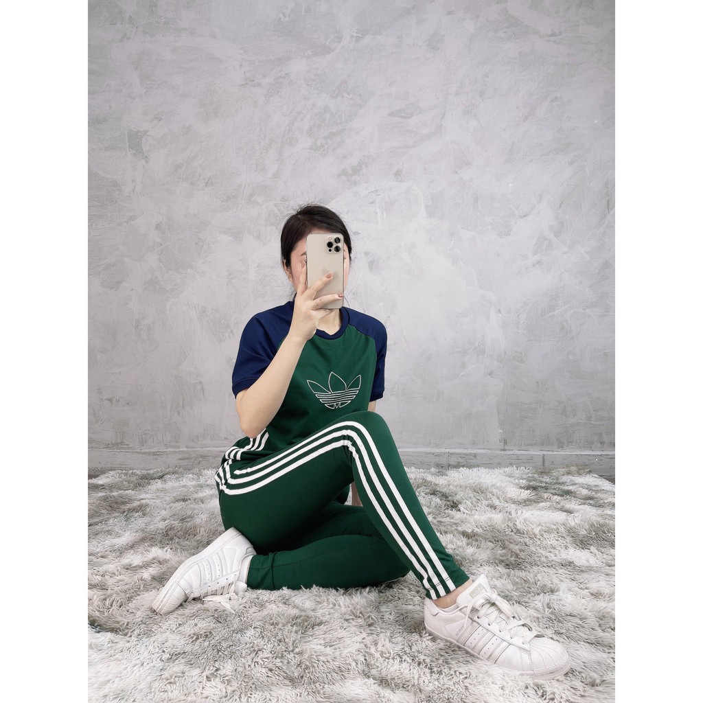 (HÀNG XUẤT XỊN) Quần legging das xanh 3 sọc 487 3-STRIPES LEGGING GREEN Made in Cambodia full tag code  SIZE S M l
