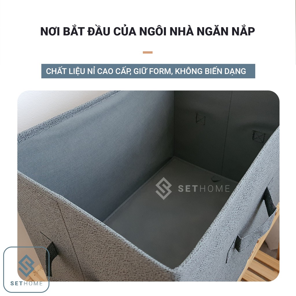 Set 3 hộp vải không nắp xuất Nhật SETHOME đựng đồ đạc đa năng trong nhà, quần áo sách vở đồ dùng cá nhân