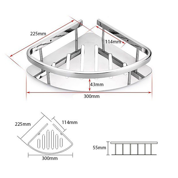 KỆ GÓC ĐƠN MS01 PHÒNG TẮM ĐỂ XÀ BÔNG Inox SUS 304