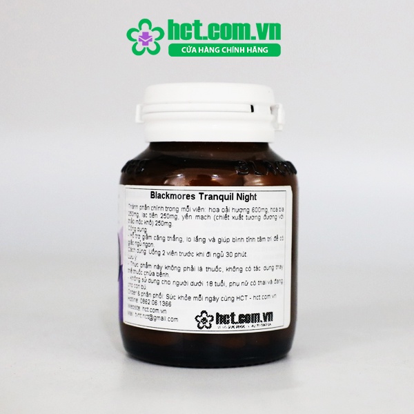 Viên Uống Blackmores Tranquil Night Hỗ Trợ Ngủ Ngon Cho Người Căng Thẳng Đầu Óc Lọ 60 Viên