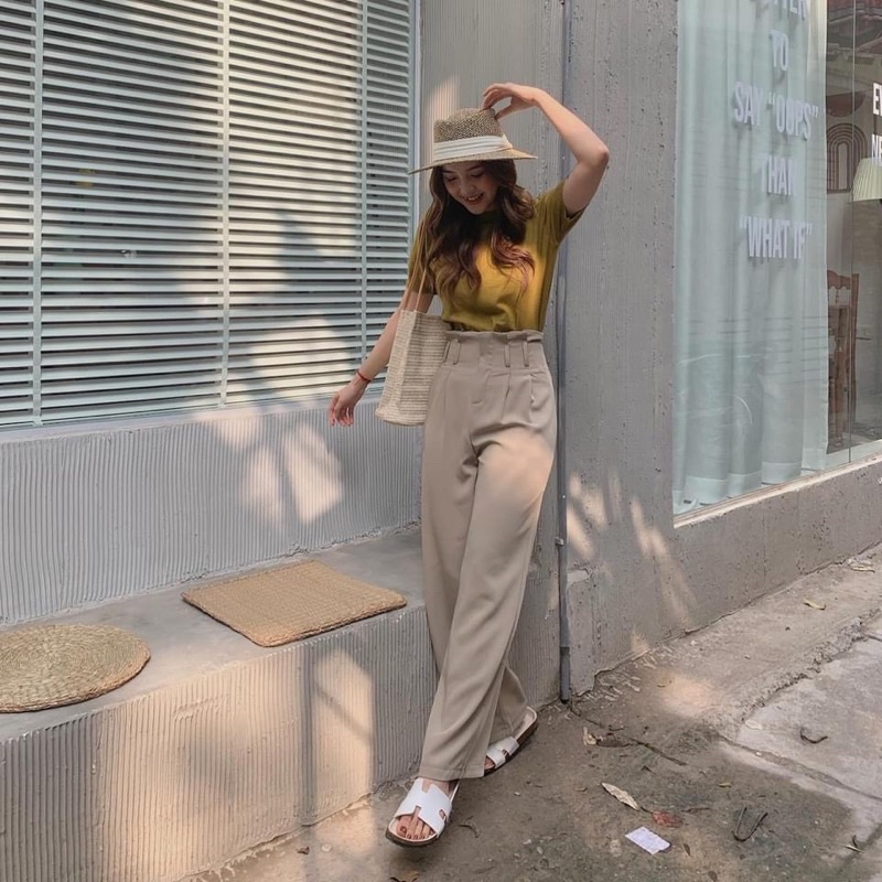 QUẦN XUÔNG CẠP CAO KÈM ĐAI PHONG CÁCH HÀN QUỐC L1 MS21572