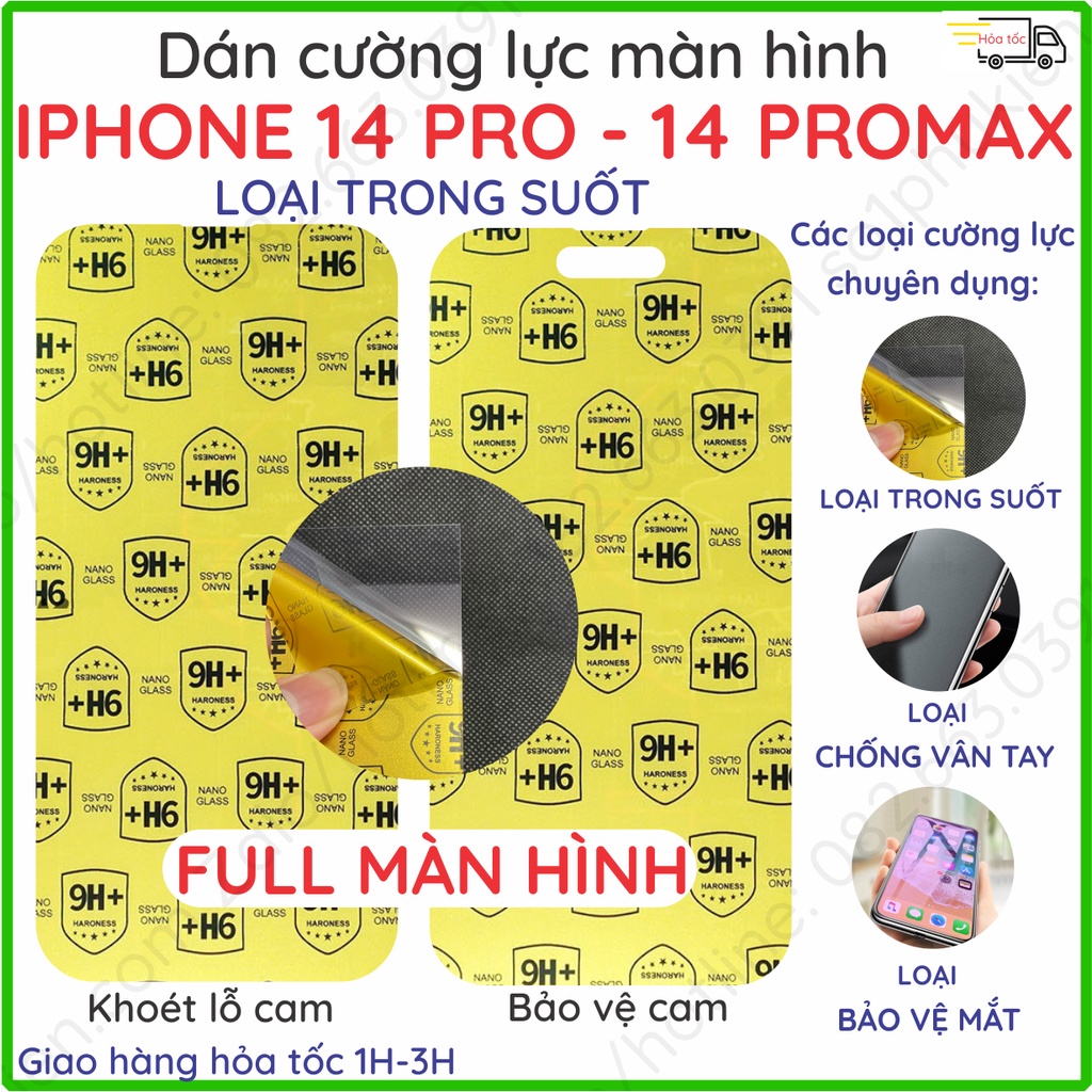 Dán cường lực iPhone 14 pro max / 14 pro dẻo nano chống bể trong suốt, nhám chống vân tay, bảo vệ mắt