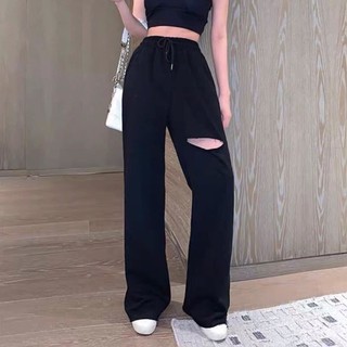 Quần ống suông rách gối / Long pant basic