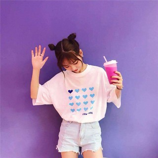 Áo thun form rộng in hình tim hot trend 2018