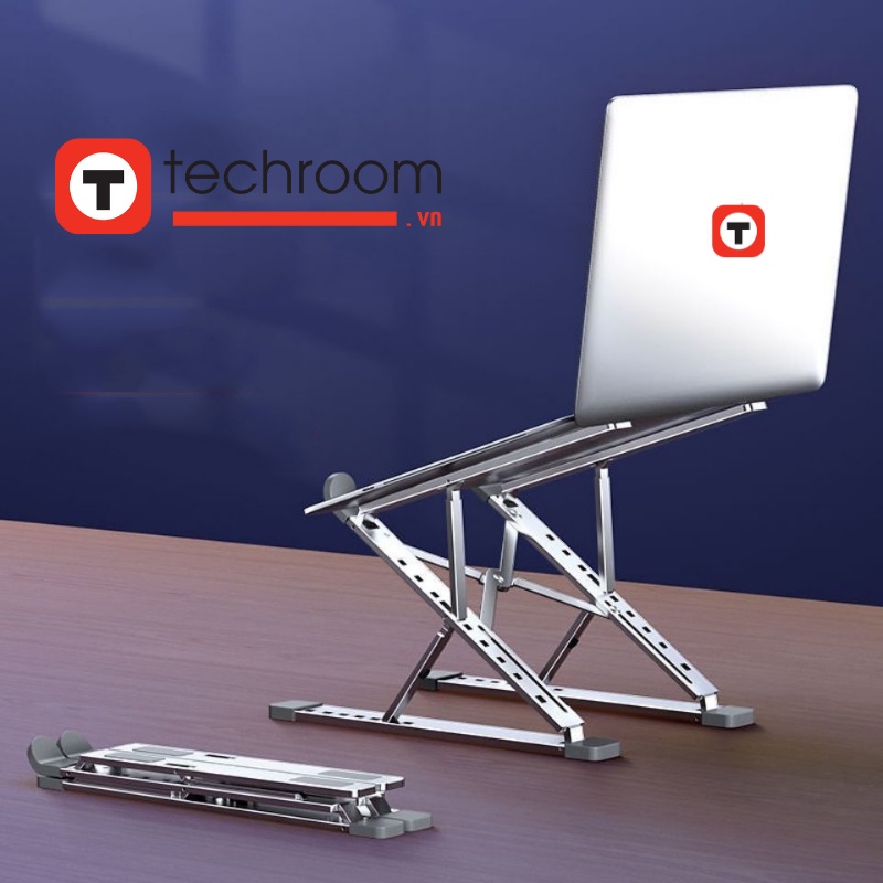 Giá đỡ laptop nhôm, đế tản nhiệt laptop, macbook, ipad gấp gọn, có thể chỉnh góc và độ cao N8 nâng cấp - Techroom.vn
