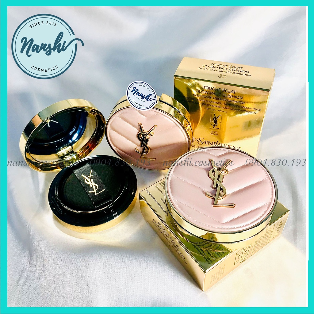 Phấn nước YSL Touche Eclat Glow-Pact Cushion High Cover Mesh Foundation 2022