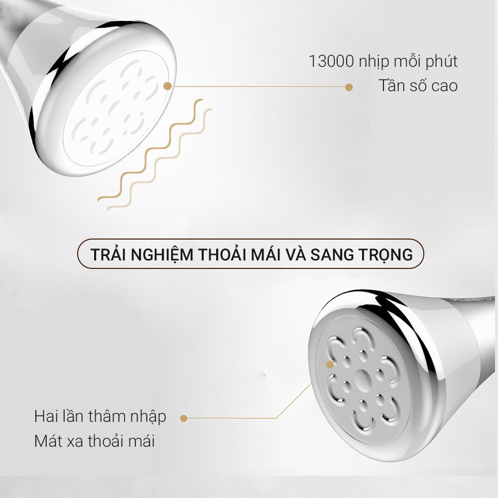 Máy massage mặt ion cầm tay, Matxa làm đẹp trẻ hóa nâng cơ da mặt - Tặng Pin dự phòng, BH 3 tháng - Mian Mart