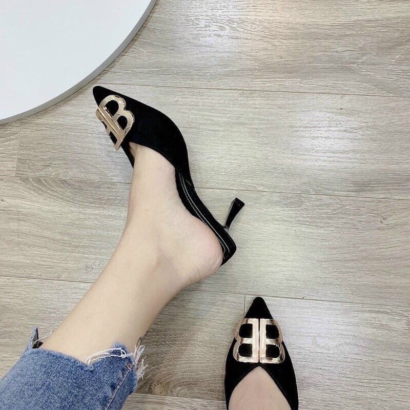 TH114: Giày sục tag b chất da mềm, gót nhọn 5cm