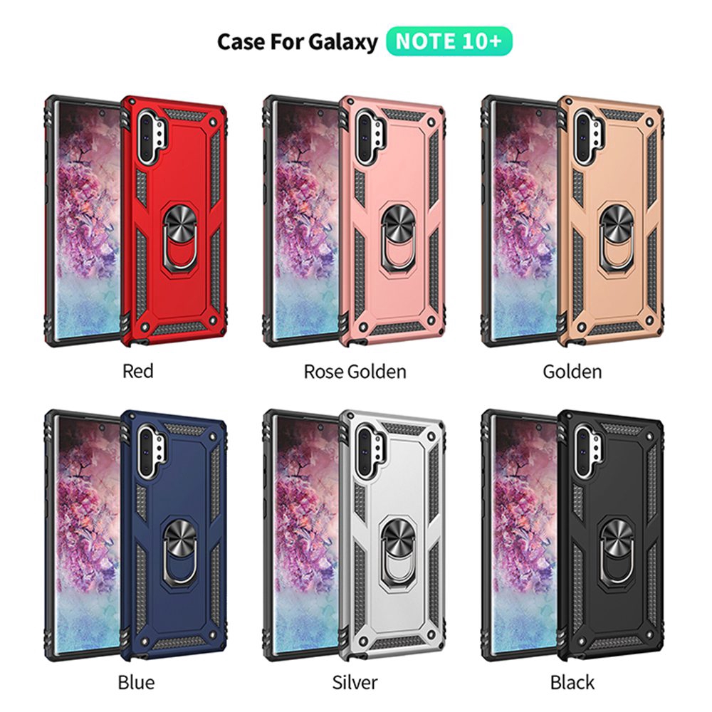 Ốp điện thoại PC cứng kiểu giáp kèm giá đỡ nhẫn sang trọng cho SAMSUNG GALAXY NOTE 10 PLUS
