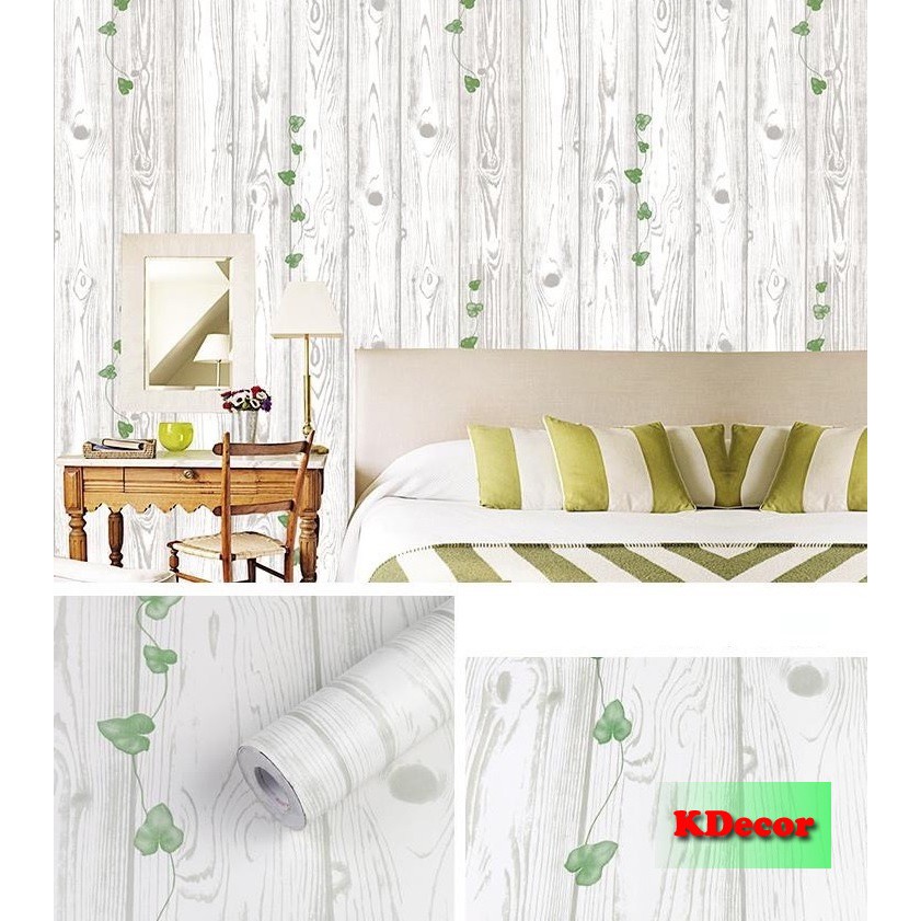 10m Giấy dán tường Gỗ cỏ leo sẵn keo mặt sau, khổ rộng 45cm