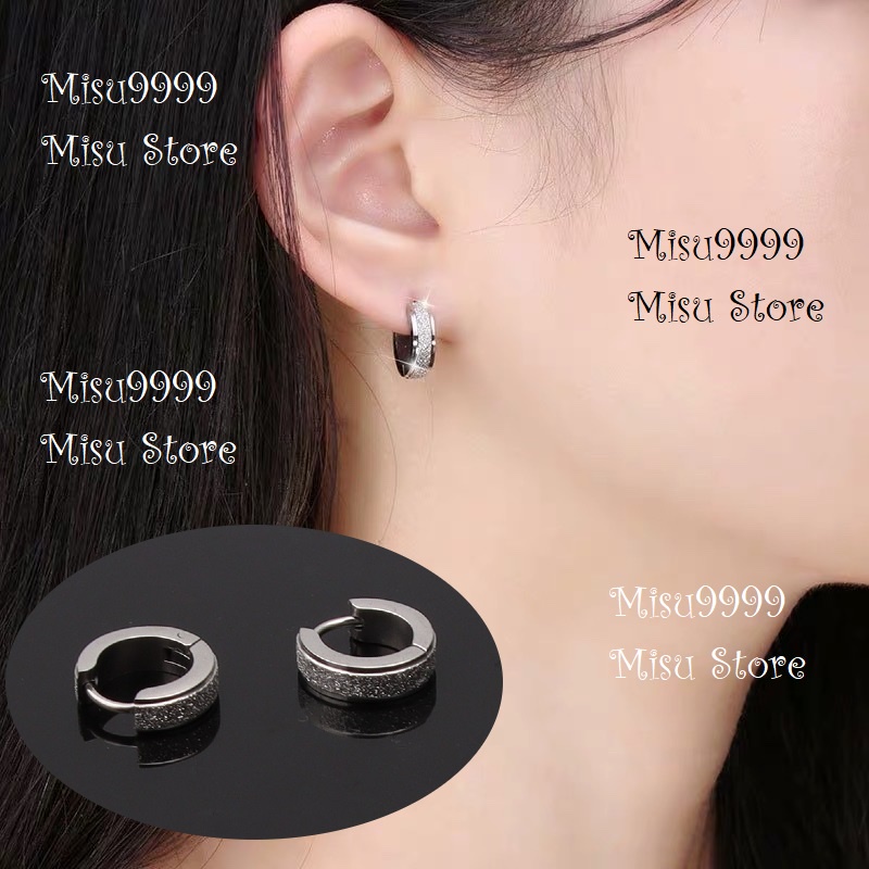 Khuyên titan tròn vớt cạnh vân lấp lánh