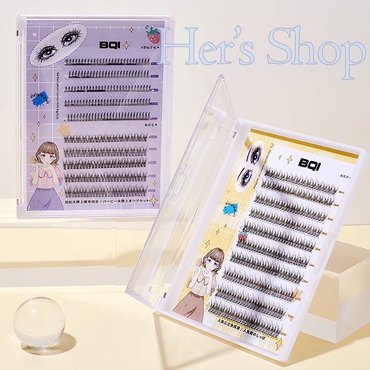 Hộp Lông Mi Giả Tách Sợi Kiểu Dáng Hot Trend Tặng Keo Dán Mi Tự Nối Tại Nhà - Mi Giả Chùm Dáng Chữ A Đuôi Cá Dễ Nối