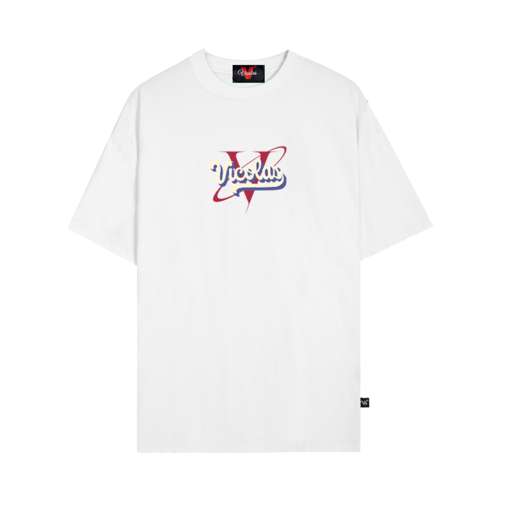 Áo thun unisex vải Cotton co giãn 4 chiều trắng xanh "VICOLAS HOUSE" V VICOLAS