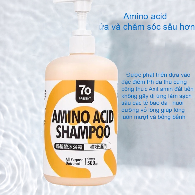 Sữa tắm cho mèo Hipipet Amino acid Shampoo nuôi dưỡng tế bào lông mềm mượt hương thơm thảo dược - 500ml
