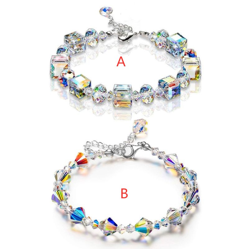 Vòng tay mắc xích phối hạt pha lê thời trang cho nữ