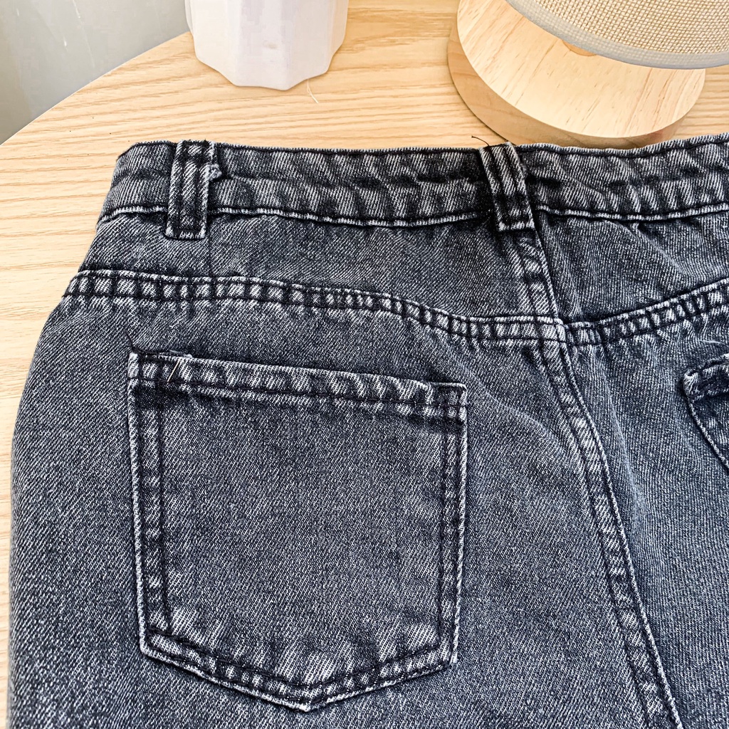 Quần jeans nữ SIKY dáng baggy cạp cao chất denim QJ19