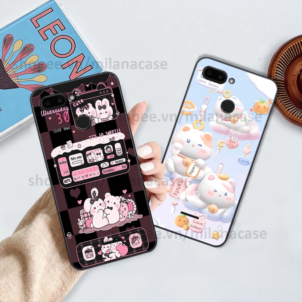 Ốp Xiaomi Redmi 6 hình đồng hồ icon gấu mèo cute cực dễ thương ngộ nghĩnh