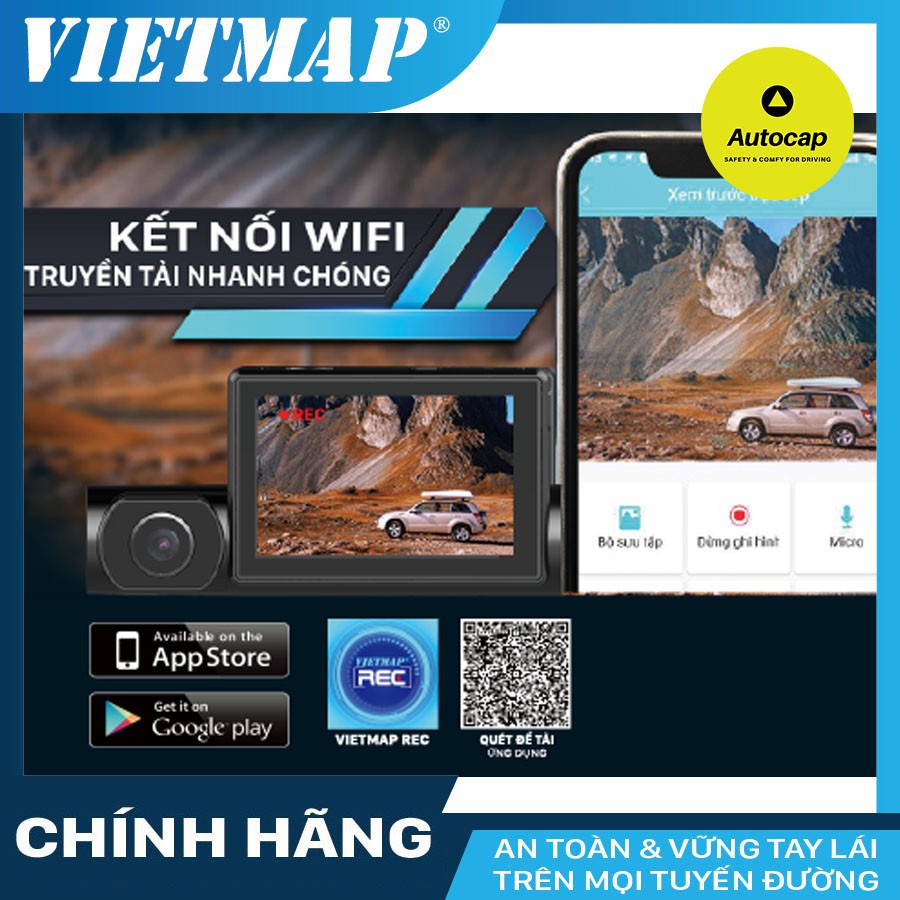 Camera hành trình ô tô VIETMAP R1 ghi hình trước sau, có hồng ngoại, màn cảm ứng Wifi GPS cảnh bảo tốc độ - KM thẻ nhớ | BigBuy360 - bigbuy360.vn