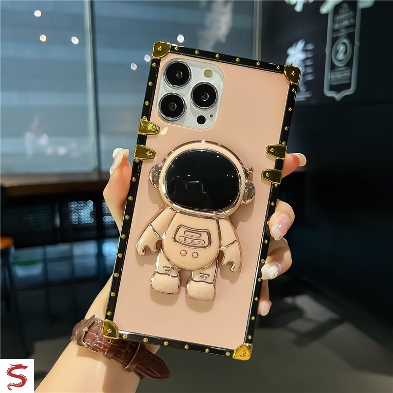 Ốp Điện Thoại Hình Vuông Họa Tiết Phi Hành Gia Hoạt Hình Cho iphone 15 14 pro max 13 12 11pro xs xr 8 7plus 6plus