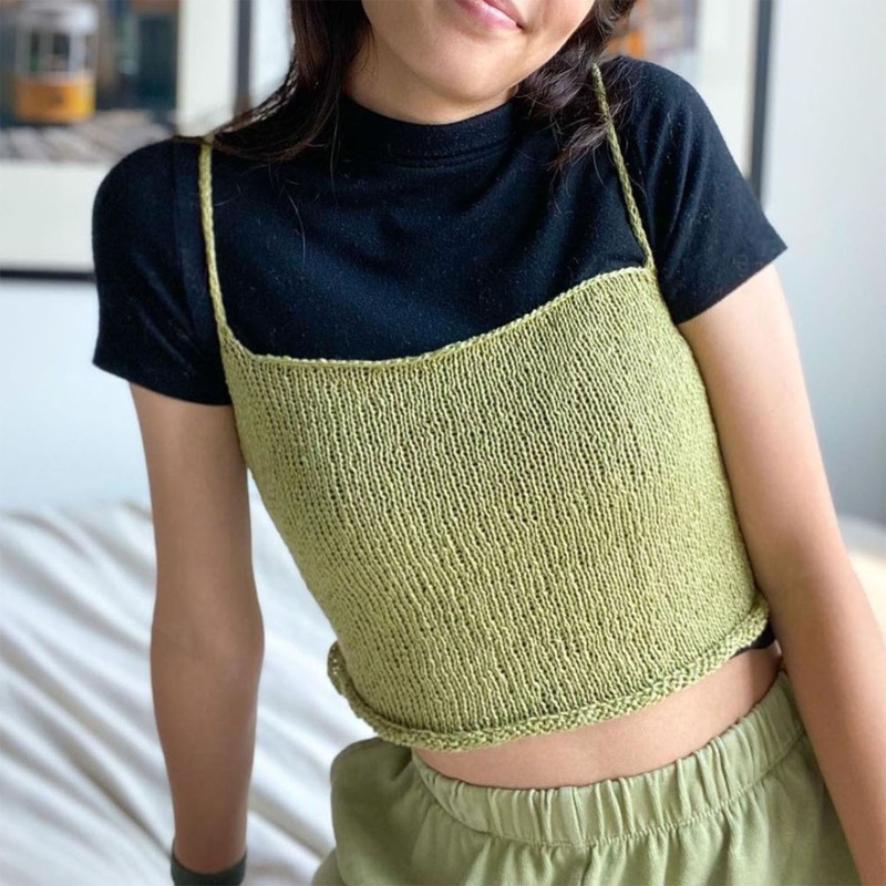 Áo Croptop Dệt Kim Không Tay Dáng Ôm Đính Nơ Bướm Phong Cách Pháp Thời Trang Mùa Hè Cho Nữ