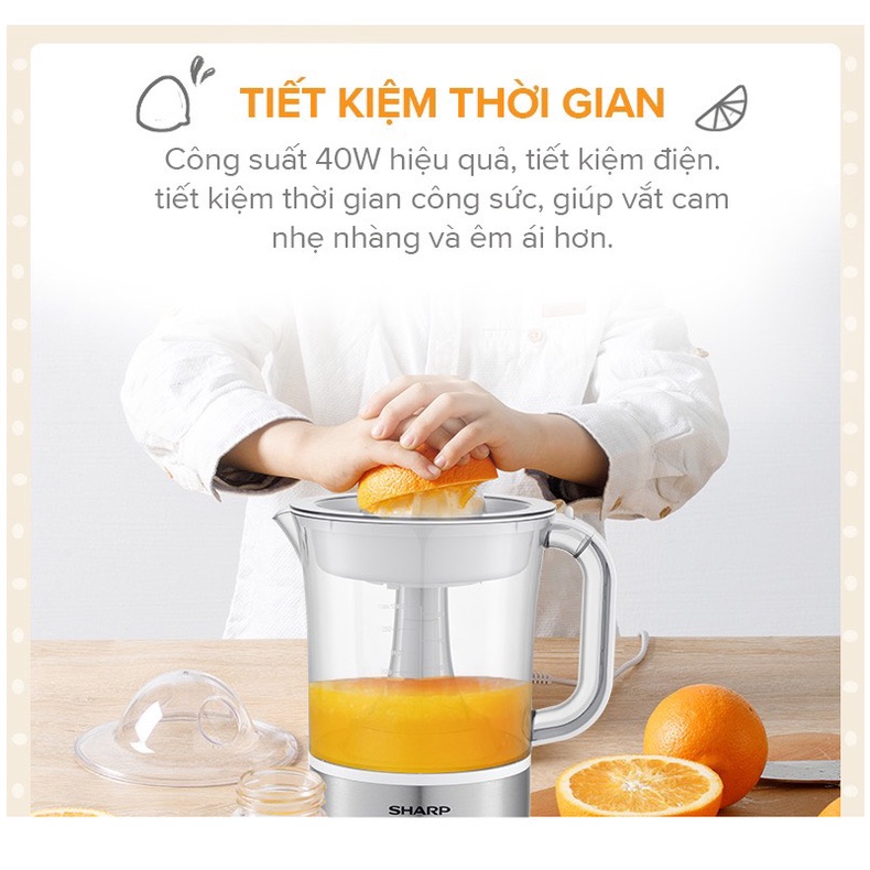 Máy Vắt Cam Sharp Công suất 25-40W, Dung Tích 0.6-1.5 Lít – Phân Phối Chính Hãng – Bảo Hành 12 Tháng Toàn Quốc