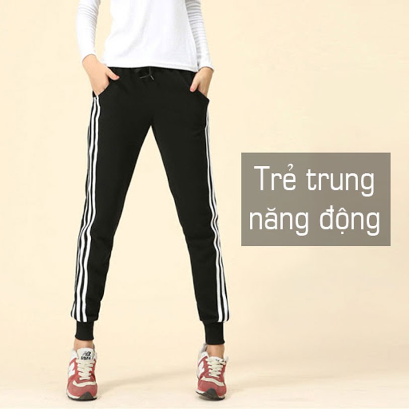 Quần Jogger Thể Thao Nữ, Quần 3 Sọc Nữ Bo Gấu Siêu Hot J321 | BigBuy360 - bigbuy360.vn