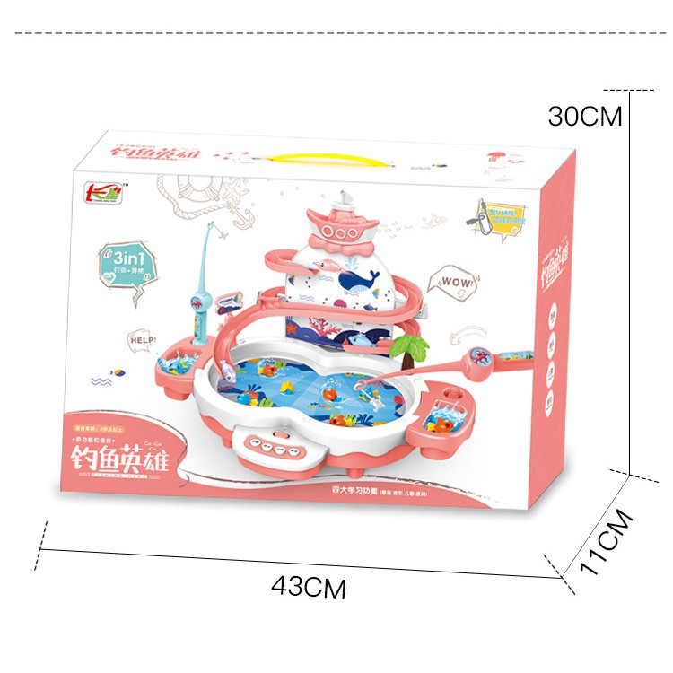 Đồ Chơi Câu Cá Thác Nước Cho Bé 💖  💖 Đồ Chơi Câu Cá,Dùng Pin, Có Nhạc, Thác Trượt,Cá Bay Siêu Xịn.
