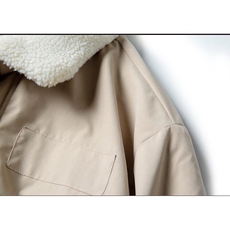 Áo khoác dáng dài lót lông cừu siêu dày | BigBuy360 - bigbuy360.vn