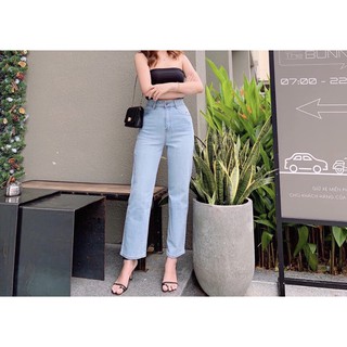 (ẢNH THẬT) Quần jeans ống đứng cạp siêu cao
