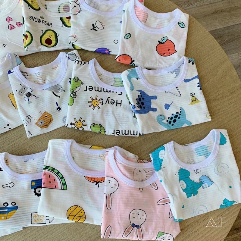 Đồ Bộ Ngắn Tay Xuất Hàn Cotton Sợi Tre size 1-7 tuổi, Cộc tay sợi tre cho bé gái size 90-140