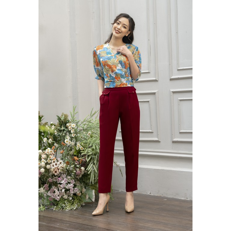 [Mã LT50 giảm 50k đơn 250k]Quần baggy nữ vải tuyết mưa, dáng dài, phong cách công sở, khóa sườn có túi thiết kế Clara Ma