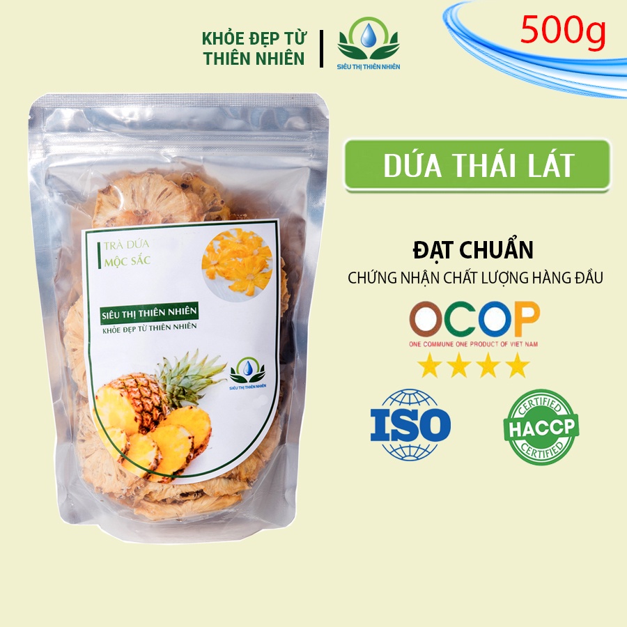 Quả dứa thái lát sấy lạnh Mộc Sắc 500g, trà trái thơm khô cao cấp của siêu thị thiên nhiên