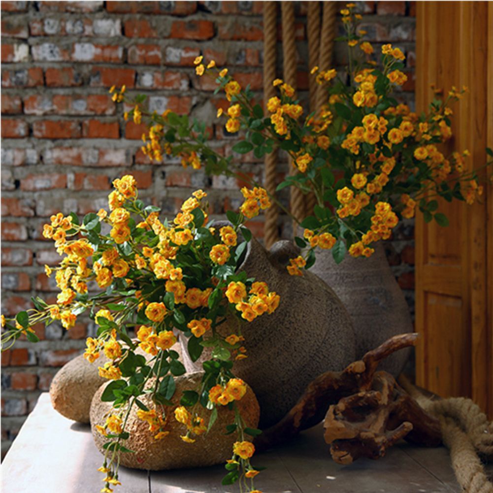 CONOPERY Nhành hoa hồng giả bằng lụa nhiều màu dùng trang trí tiệc cưới/ nhà cửa diy