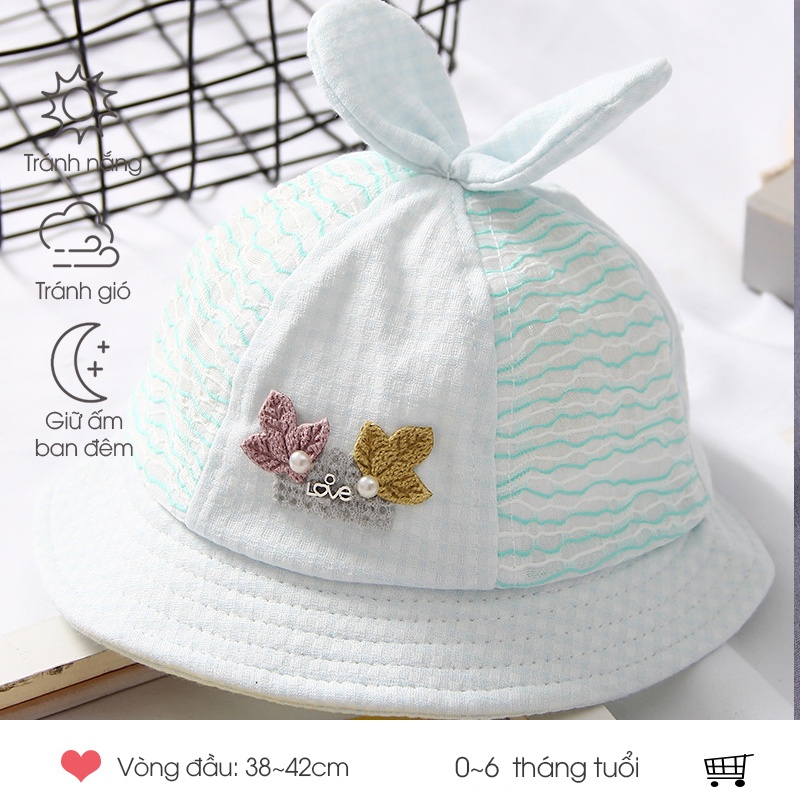 Nón cho bé gái sơ sinh từ 0-6 tháng PocoHome, mũ rộng vành chồng nắng có dây cột phong cách dễ thương đáng yêu HOT