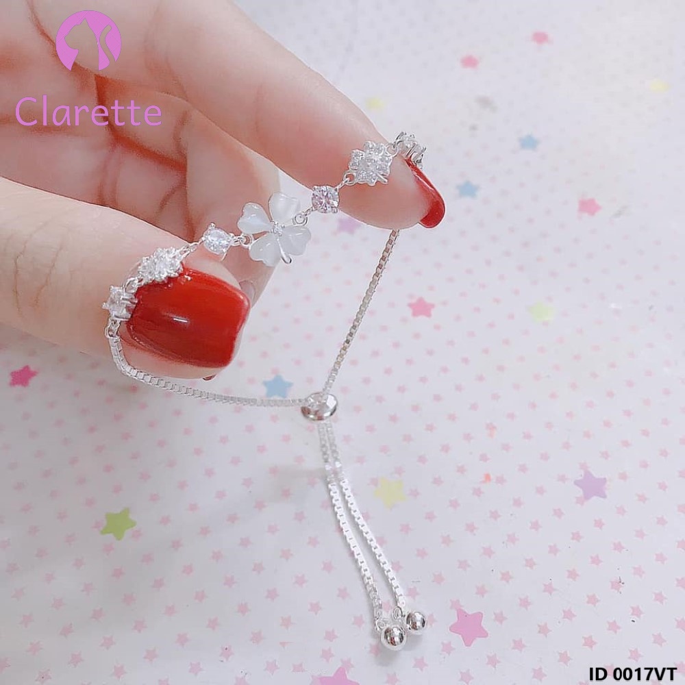 Vòng tay bạc mặt cỏ bốn lá Clarette 0017VT