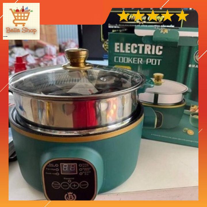 Bếp điện cao cấp thông minh ELECTRIC COOKER POT SHANBAN 24cm 2 tầng có vỉ hấp