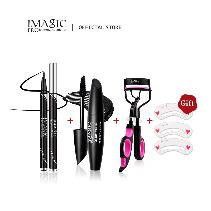Bộ mỹ phẩm IMAGIC gồm mascara + kẻ mắt + khuôn kẻ lông mày + dụng cụ uốn mi