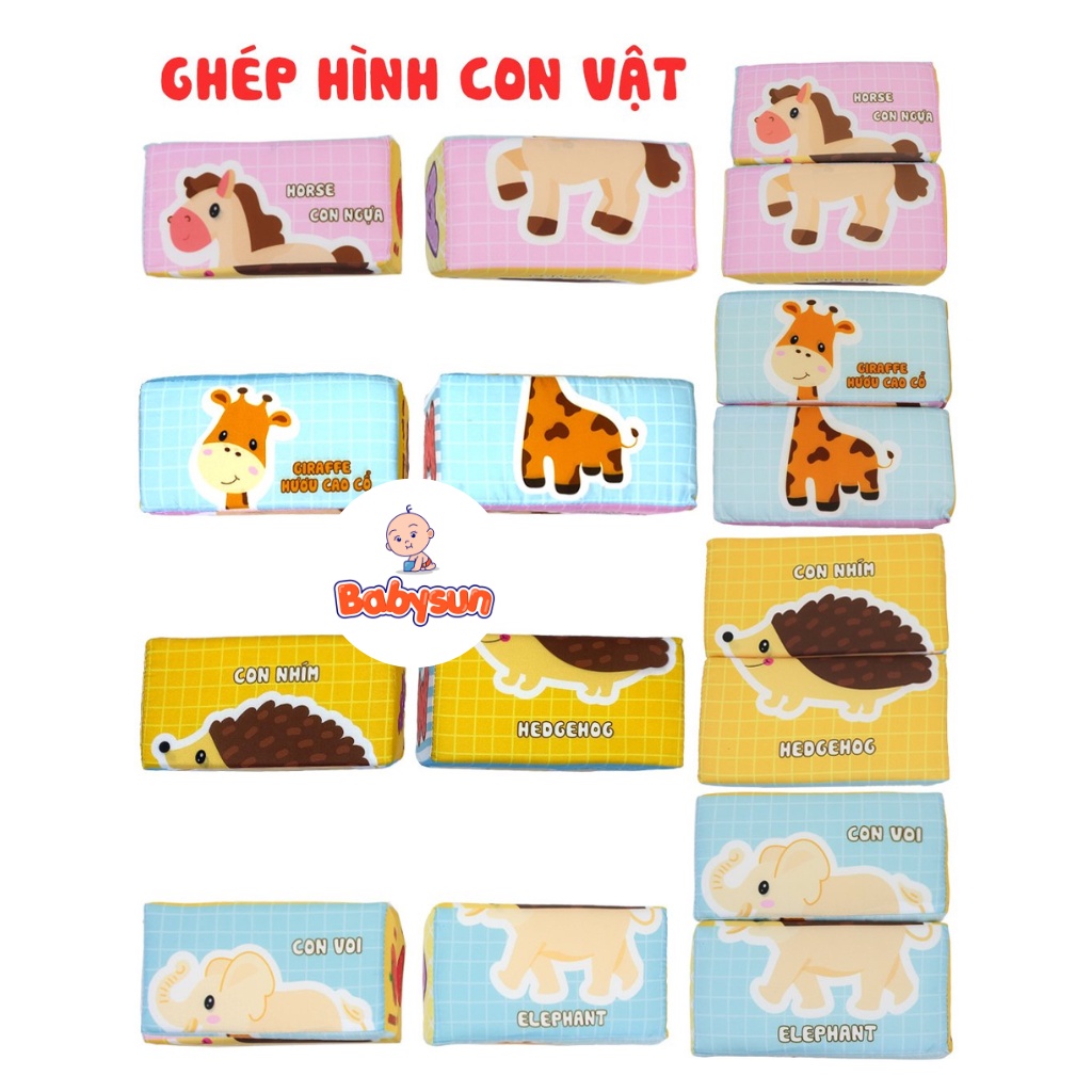 Đồ chơi khối vải tương tác sơ sinh PiPoVietnam an toàn cho bé, luyện kỹ năng vận động, đồ chơi treo nôi cho bé