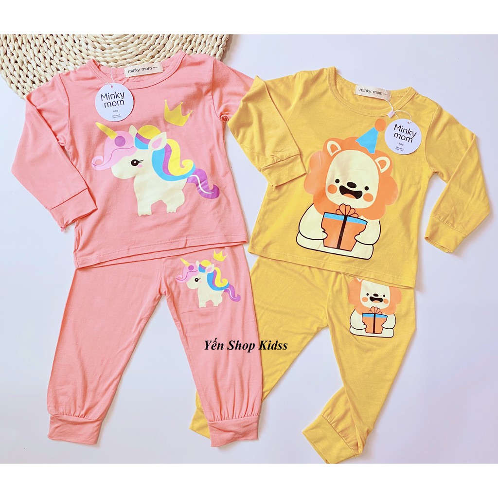 Sale !!! Bộ Dài Tay Minky Mom  Chất Thun Lạnh Họa Tiết Voi-Ngựa Hồng Dễ Thương Cho Bé (Size 7-19kg) (SP001205) | WebRaoVat - webraovat.net.vn