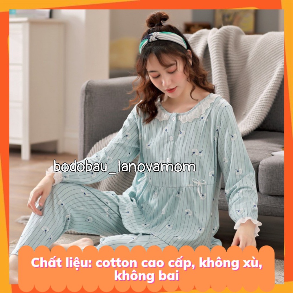 Bộ đồ bầu và sau sinh CỔ BÈO IN HOA CÚC chất cotton thoải mái siêu yêu BD920