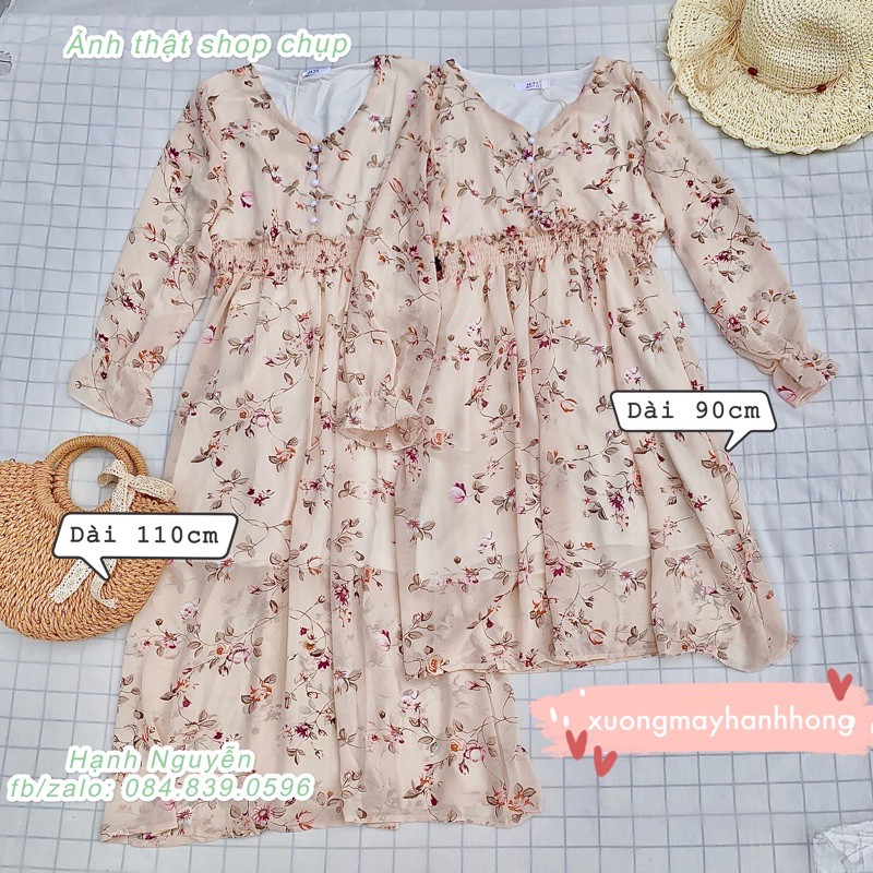 Váy hoa nhí dày tay vintage | BigBuy360 - bigbuy360.vn