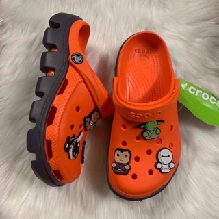 Tặng 10jbbitz + hộp Dép SỤC CÁ SẤU CAM ĐẾ NÂU