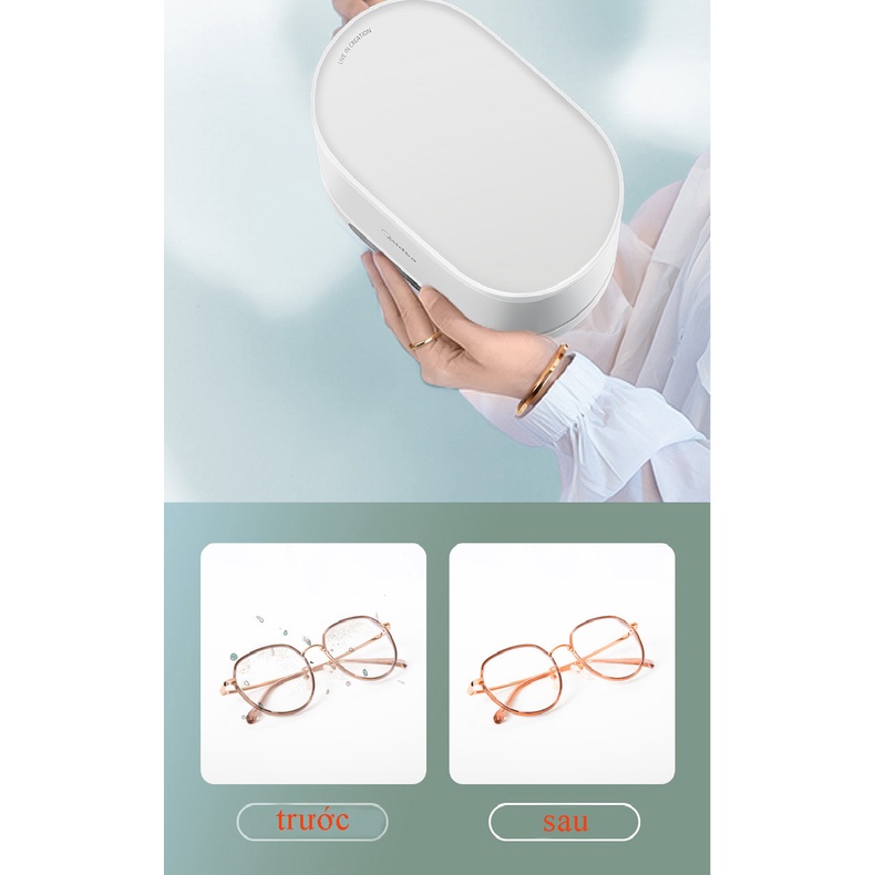 máy rửa kính và rửa trang sức mini cao cấp (có khử khuẩn bằng tia cực tím) Tặng kèm 1 lọ dung dịch rửa kính