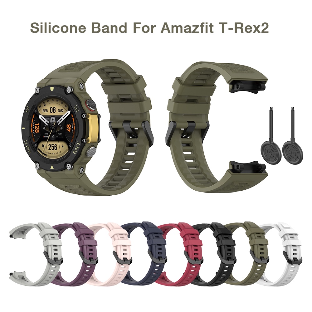 Dây Đeo Silicon Màu Xanh Quân Đội Cho Đồng Hồ Thông Minh Huami Amazfit T-Rex2 T Rex 2