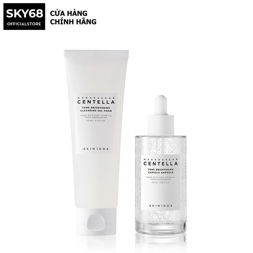 Combo Làm Sạch, Dưỡng Sáng Da Chuyên Sâu Skin1004 Madagascar Centella Brightening (SRM 125ml + Serum 100ml) - Trắng