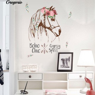Miếng Dán Trang Trí Tường Hình Đầu Ngựa Và Hoa Độc Đáo