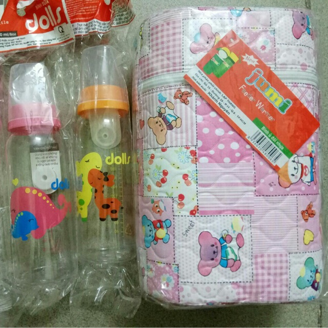 Combo 1 bình ủ đôi Jumi 250ml và 2 bình sữa Doll 240ml