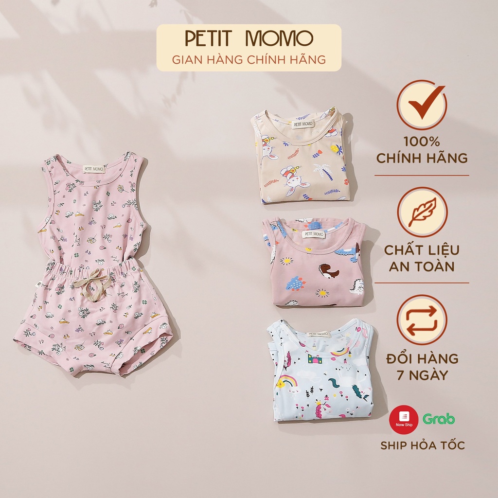 Bộ Ba Lỗ Bé Trai Bé Gái 1-6 Tuổi PETIT MOMO Thun Cotton Mát Lạnh Mềm Mại Cho Bé H129